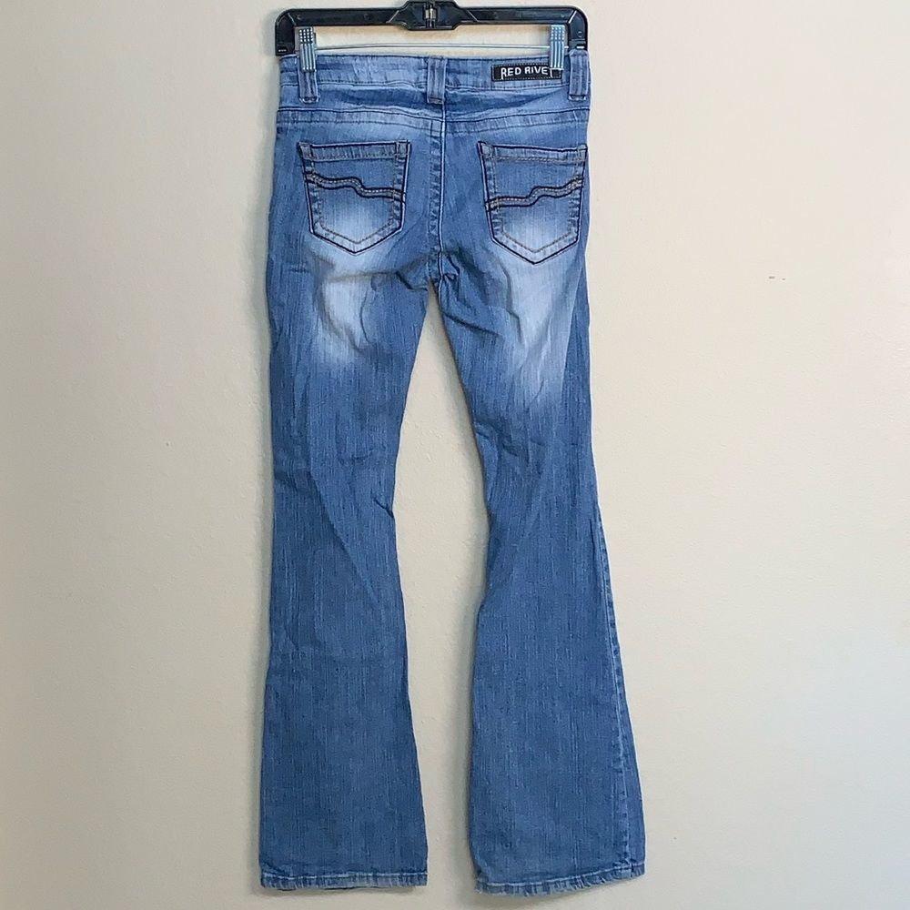 Red Rivet Distressed Bootcut Jeans - Picture 3 of 6
